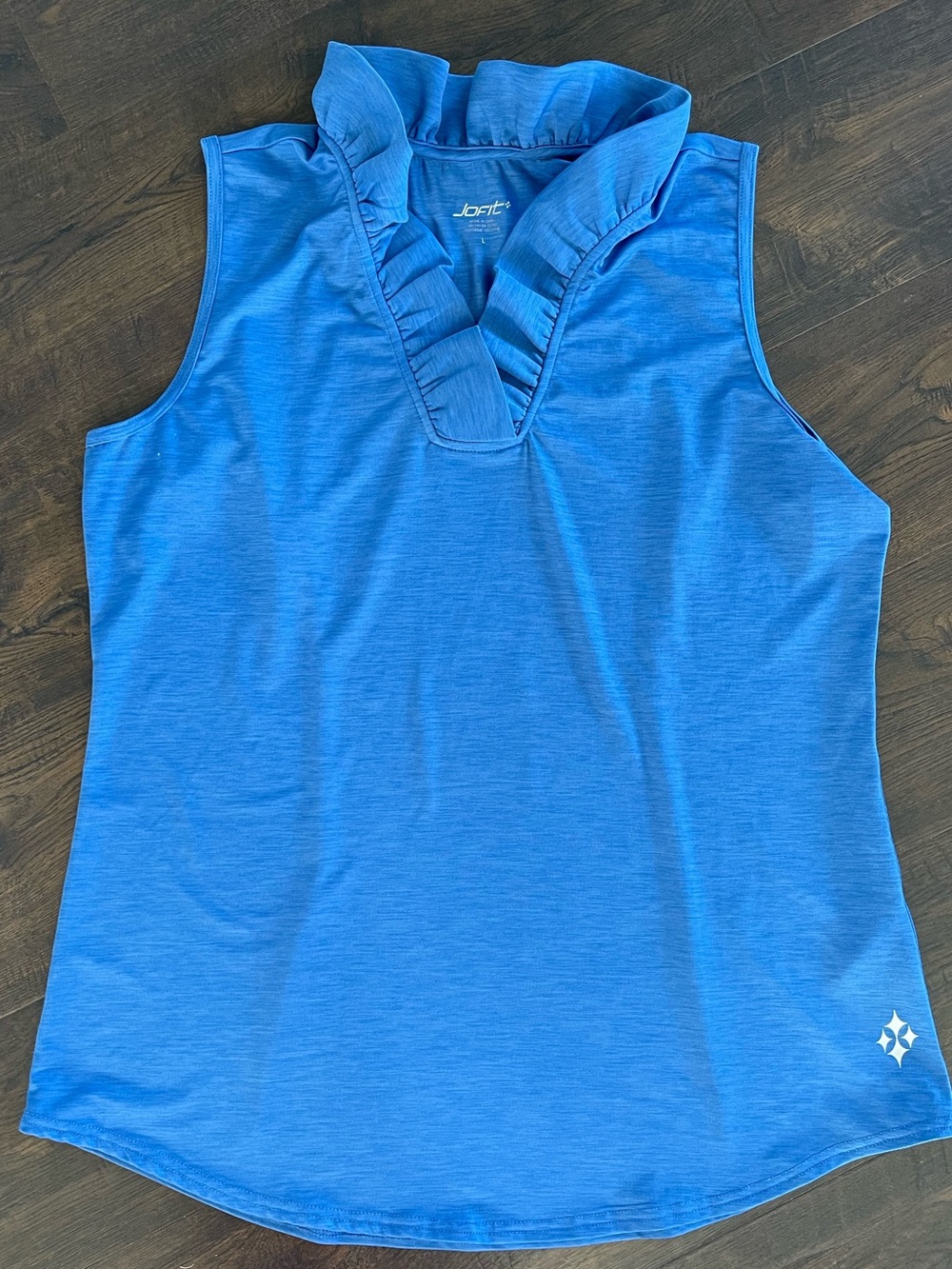 JOFIT Ruffle Collar Sleeveless Performance Golf Tennis Preppy Shirt Size Large - Picture 2 of 9